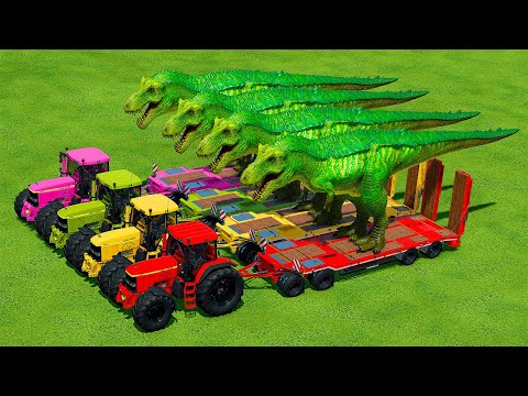 TRANSPORT TYRANNOSAURUS REX WITH JOHN DEERE TRACTORS - Farming Simulator 22