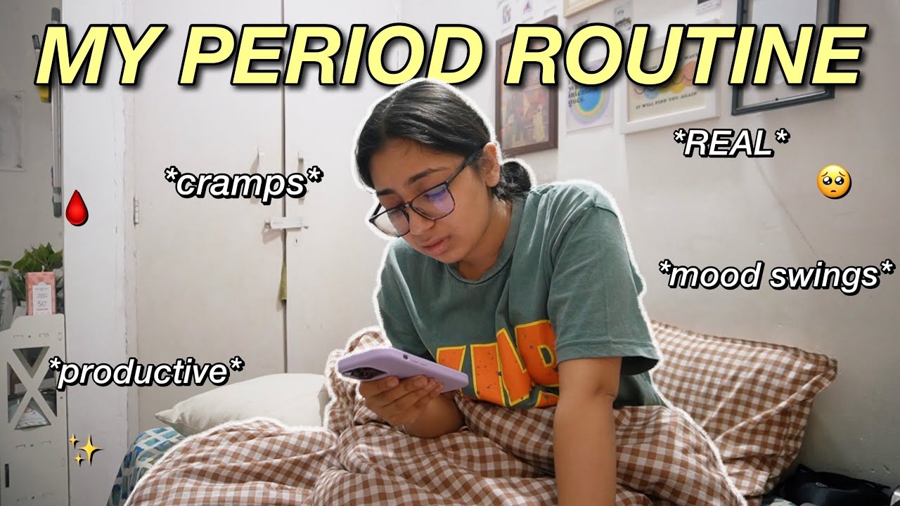 *REAL* PERIOD Day in my Life🩸- cramps😭, studying for exams, mood swings! selfcare✨