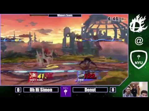 oHai Simon (Diddy Kong) vs d0nut (Sheik)  - Winners Semis - Smash 4 NYU Tournament #3