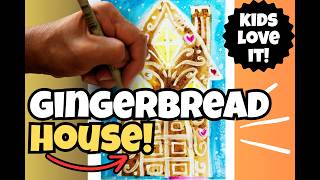 Gingerbread House Painting for Kids | Easy Winter Art Project