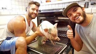 PUTTING OUR PIG INTO THE OVEN!!