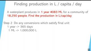 VIdeo 16 Finding water plant production in litres per capita per day