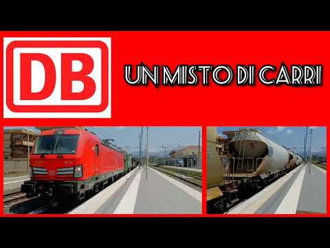 E191.013 di DB in transito a Ciampino con un misto di carri, tra cisterne, pianali e carri H
