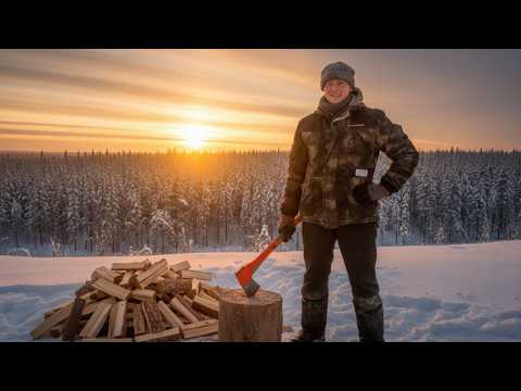 I chop firewood WITH ONE HAND in the frost! A real test of strength and endurance.