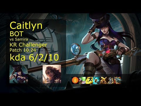 Caitlyn ADC vs Samira - KR Challenger 6/2/10 Patch 10.24 Gameplay // [롤] 케이틀린 vs 사미라