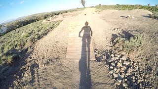 This is the middle jump line at Beck Lake Bike Park. The jumps get bigger and steeper the further down you go. Look before you leap!