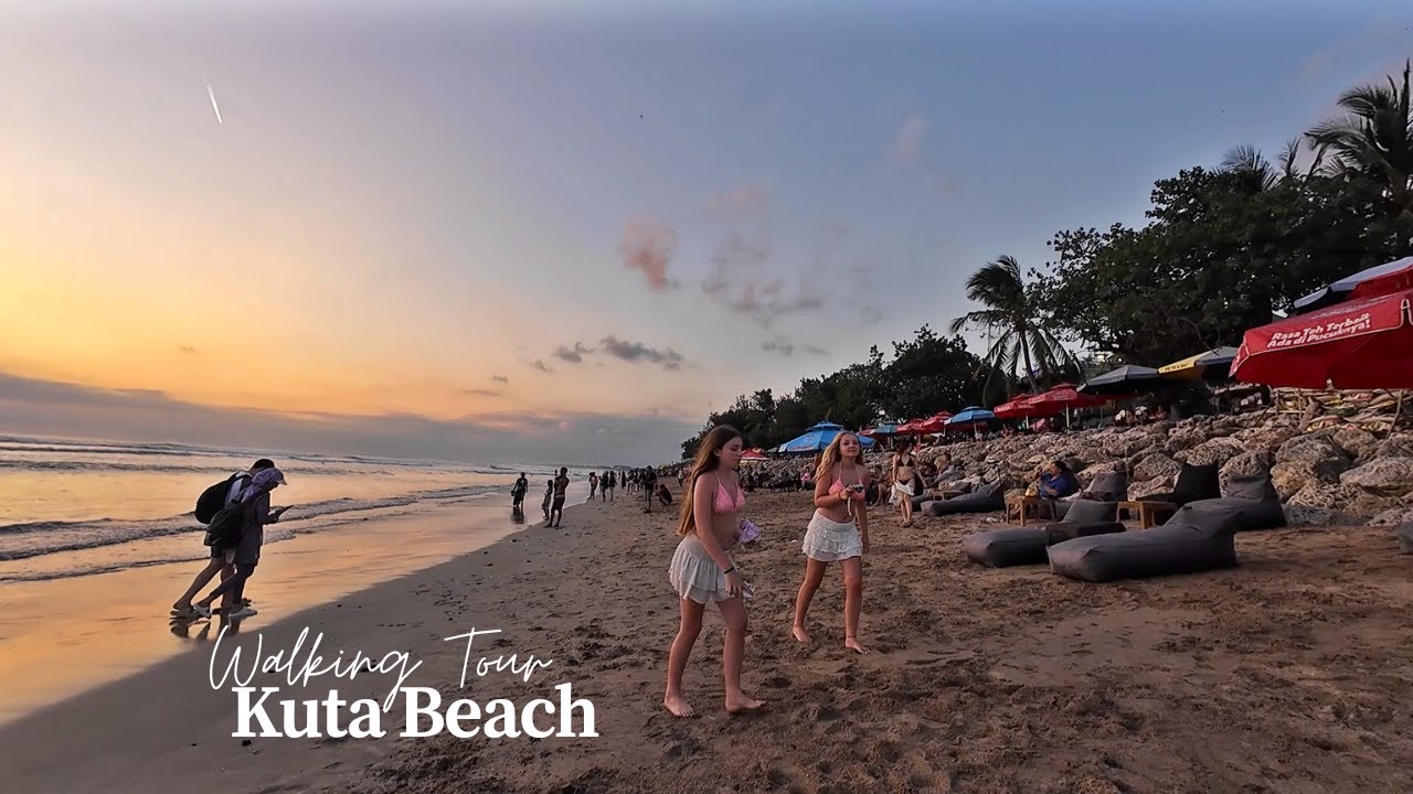 Embark on a captivating walking tour around Kuta Beach.