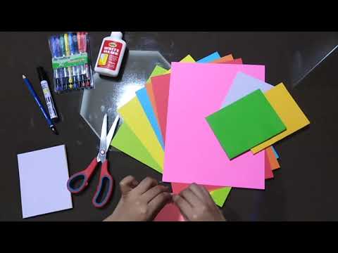 How to make a simple booklet with 8 pages using colored construction papers || Easy booklet projects