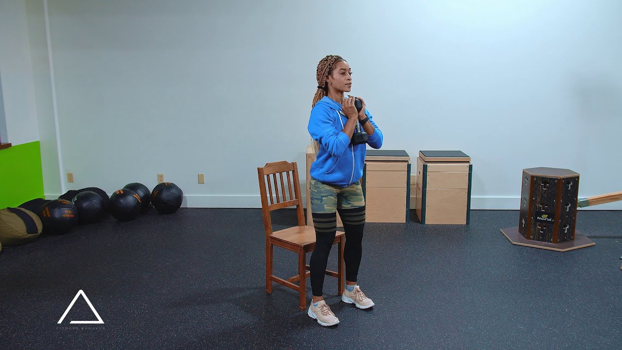 Goblet Squat to Chair - YouTube