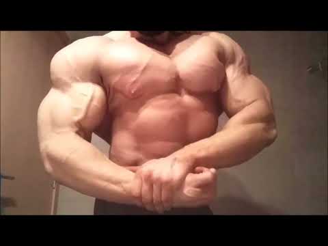 Italian bodybuilder flexing