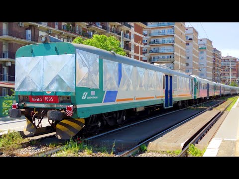 INVIO DEMOLENDO CON E464.057 + MDVC/MDVE + automotrici ALn.663 e 668, in transito a Roma Tuscolana!
