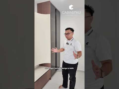 Custom TV Console & Display Cabinet in Cheras | Curved Cabinet Design