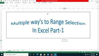 Multiple way's to Range Selection In Excel Part-1