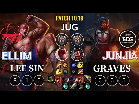 T1 Ellim Lee Sin vs EDG JunJia Graves Jungle - KR Patch 10.19