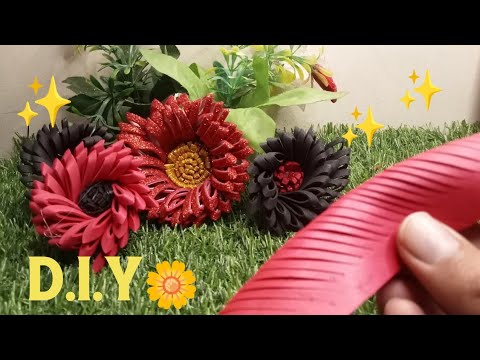 Easiest way of making flowers using foam / Glitter Sheets | paper crafts | @aroobfatima1284