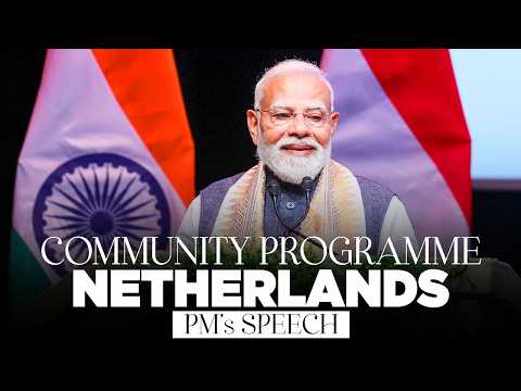 PM Modi addresses a community programme in The Hague, Netherlands