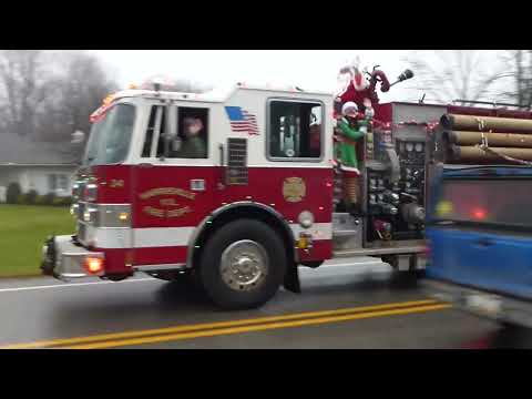 Santa came on the fire truck in Harrisville PA last year