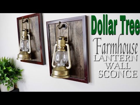 Dollar Tree DIY lantern wall sconce | Farmhouse Decor Video