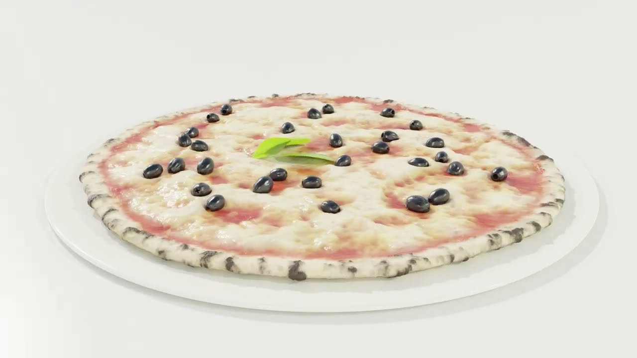 Pizza with Olives 3D Model
