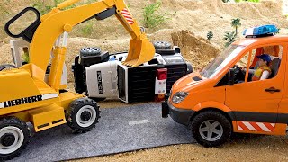 Rescue Police Car and Bridge Construction Vehicles Excavator Crane Truck | BIBO TOYS