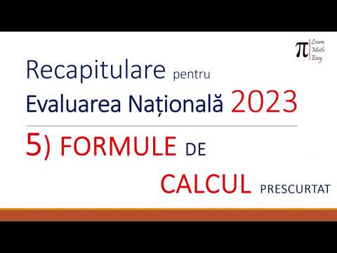 Formule de calcul prescurtat Recapitulare Evaluarea Nationala 2023