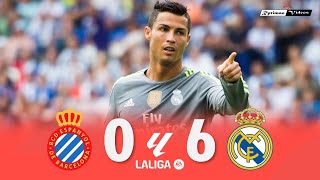 Espanyol 0 x 6 Real Madrid (5 goals by C Ronaldo) 