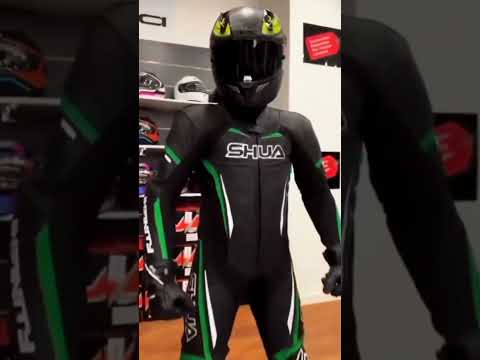 Shua Infinity 1PC Motorcycle Leather Racing Suit (Black/Green)