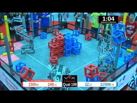 2015 VRC Engr Q199 - 1509 24B vs 2Z 2158W - 73 to 68 - VEX Worlds 2015 - Engineering Division