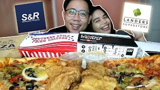 S&R and Lander's Fried Chicken and Pizza Mukbang and Food Review! 먹방 Eating Show!