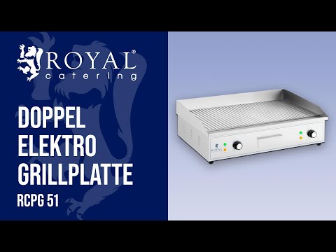 Video - Doppel Elektro Grillplatte - 700 x 400 mm - Royal Catering - gerillt - 4400 W