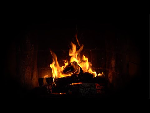 Crackling Fire at Night Dark Background Video 🔥Burning Fireplace Sounds & Black Screen 24/7 No Music