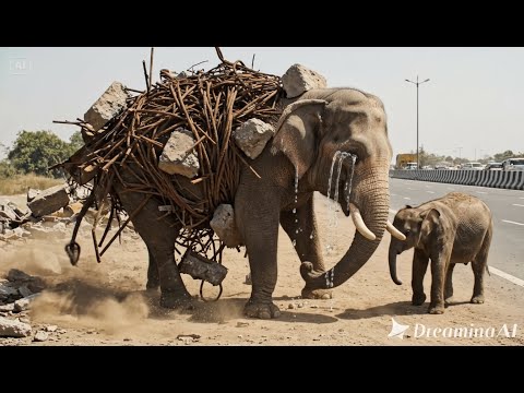 Rescue animal: Rescue mother elephant from being trapped