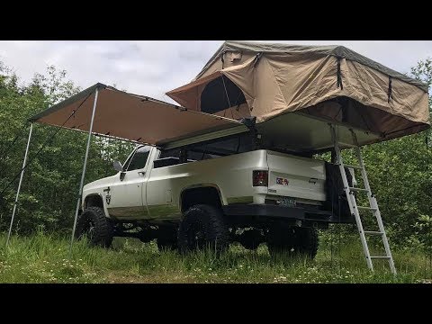 walk around my overland truck with smittybilt roof top tent and Smitty built awning