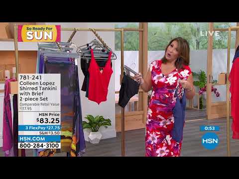 Colleen Lopez Shirred Tankini with Brief 2piece Set