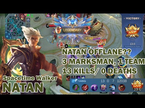 Mobile Legends Natan Gameplay 2021 | Offlane marksman, 13 kills, 0 deaths | MLBB