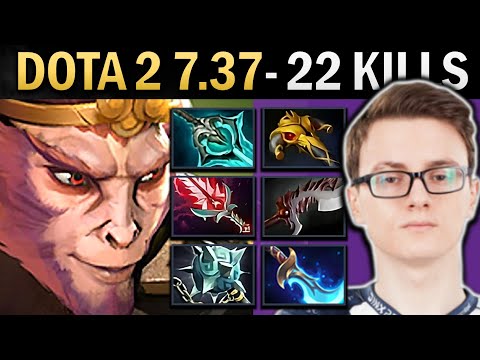 Monkey King Gameplay Miracle with Diffusal and 22 Kills - Dota 2 7.37
