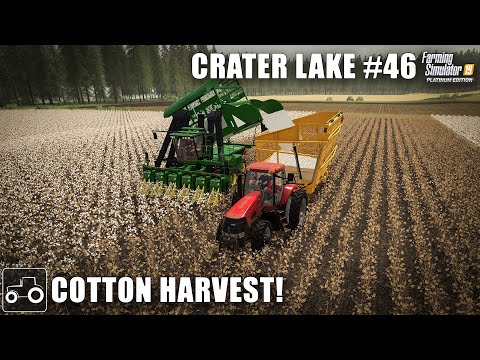 Harvesting Cotton, Joining Fields & Forestry Work - Crater Lake #46 Farming Simulator 19 Timelapse