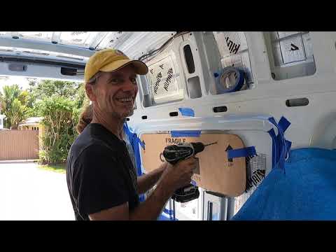 DIY Sprinter Van conversion - Installing the back windows -- CRL awning