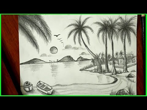 Landscape Drawing-Nature Art-Pencil Sketch-Easy for children -S.Nagender