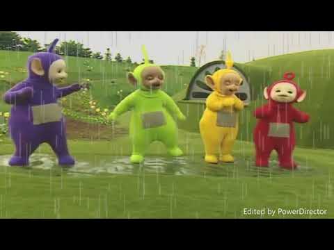teletubbies splashing dance in rain