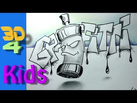 easy 3d for kids draw spraycan graffity letters  / 3D drawing #31
