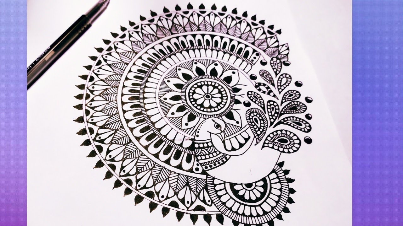 HOW TO DRAW PEACOCK MANDALA DRAWING LL PEACOCK ZENTAGLE LL SIMPLE AND