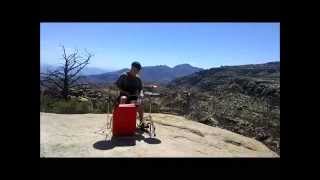 E.T. jammin' a Suitcase Drum set on Mt. Lemmon