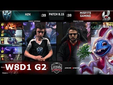 H2K Gaming vs Misfits | Week 8 Day 1 S8 EU LCS Summer 2018 | H2K vs MSF W8D1