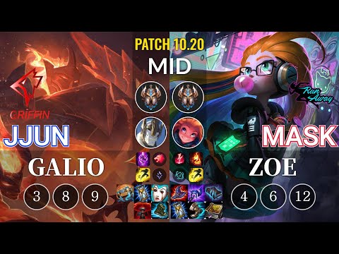 GRF jjun Galio vs RNW Mask Zoe Mid - KR Patch 10.20