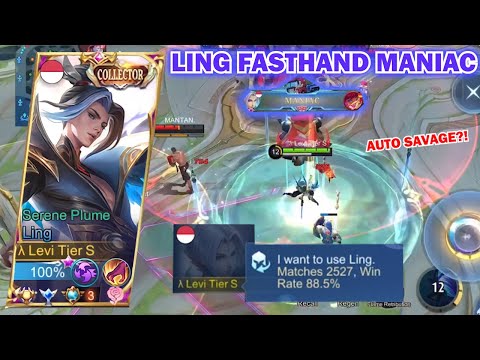 MANIAC!! Ling Levimlbb Aggressive Combo & On Point Skill | Ling Fasthand Gameplay - Mobile Legends
