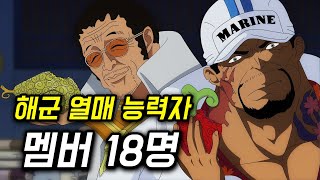 원피스 해군 열매 능력자 멤버 18명 총정리