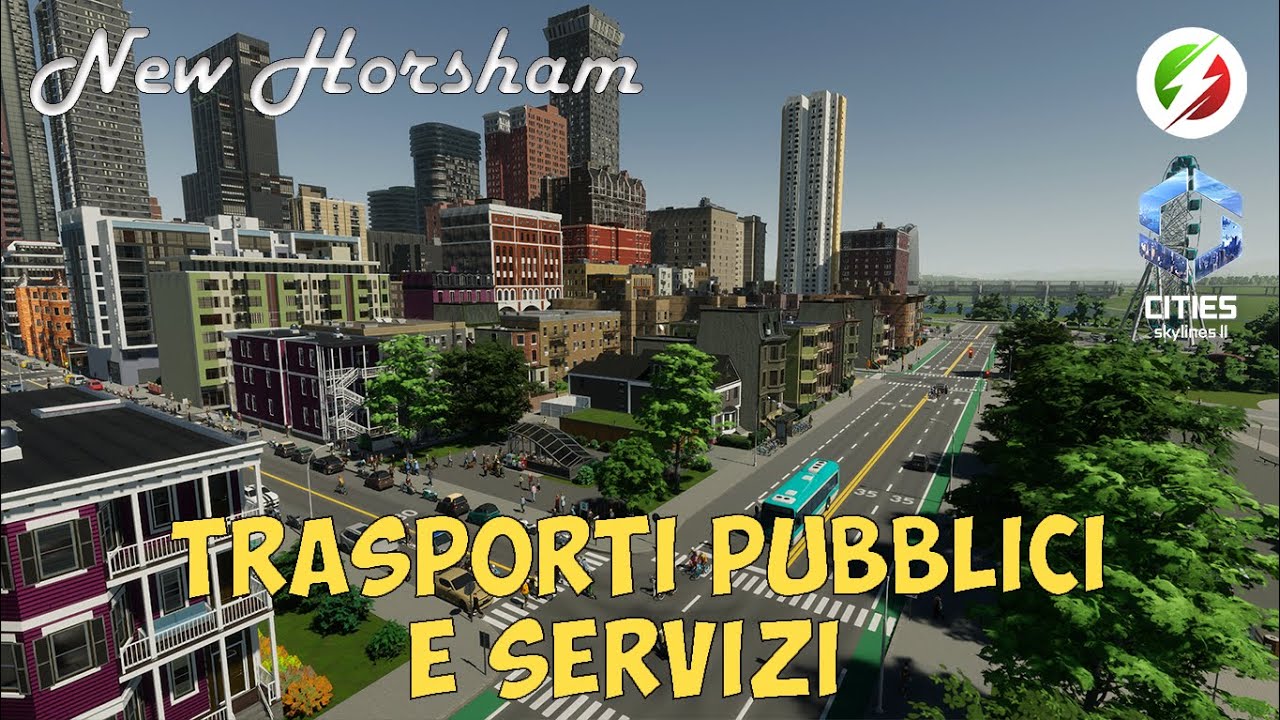 Servizi e trasporti pubblici per il centro su Cities Skylines 2