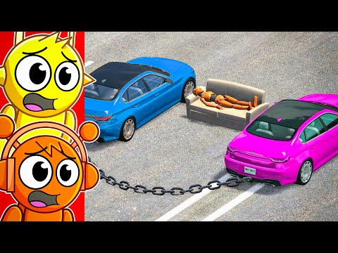 Reacting to CHAINED CAR CRASHES! (BeamNG Drive)