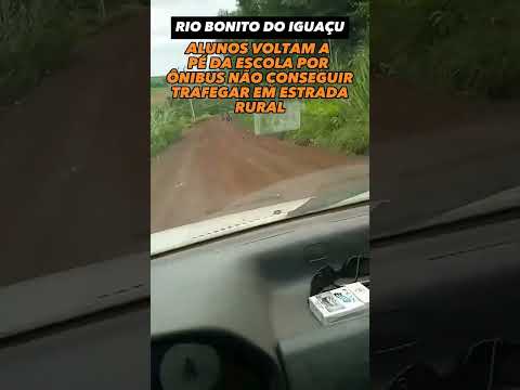 Rio Bonito do Iguaçu: Crianças voltam a pé da escola por ônibus não conseguir trafegar em estrada